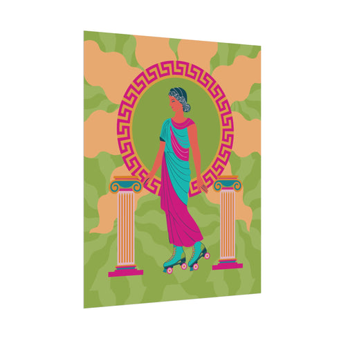 Roller Skating Grecian Goddess Art Print